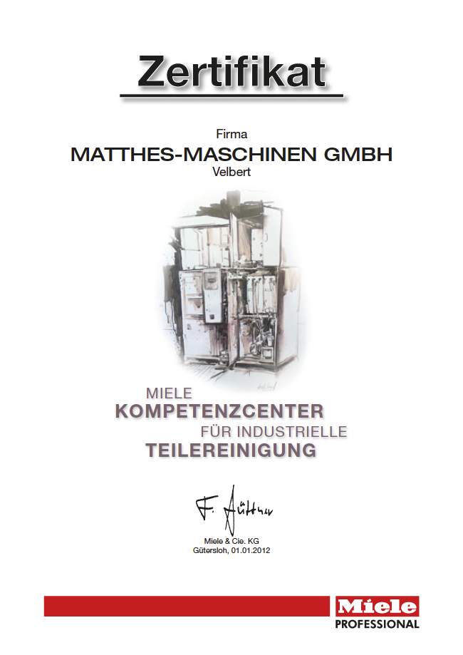 Zertifizierung Miele Professional